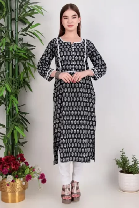 KURTA LONG WHITE PATTI