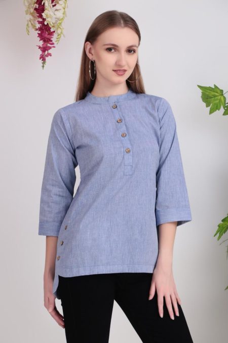 Women’s Khadi Cotton Button-Down Tunic Top
