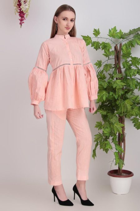 Women’s Khadi Cotton Gathered Top with Balloon Sleeves